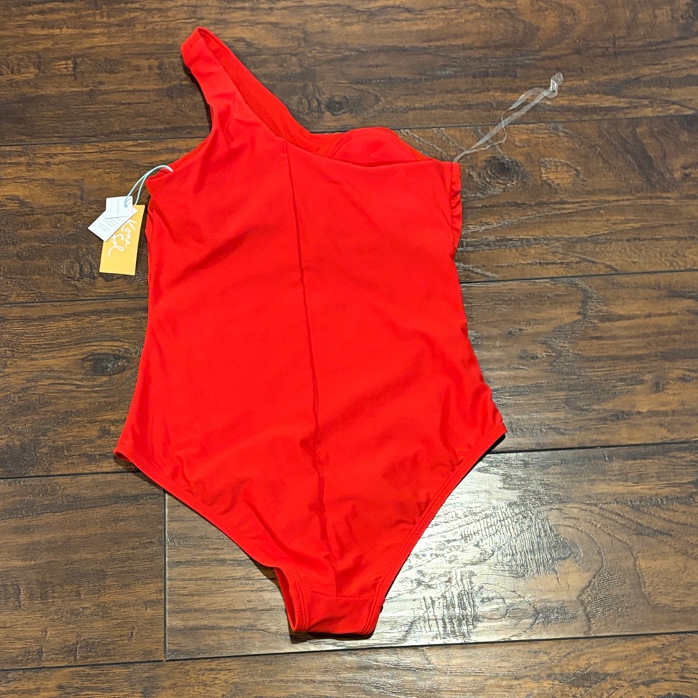Kona Sol Red One-Shoulder Swim One Piece NWT - Picture 5 of 8